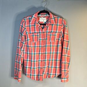 Coral pink plaid flannel by Aéropostale